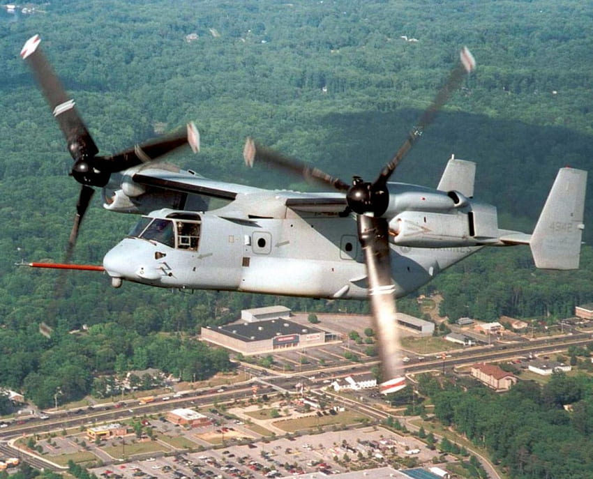 V-22 osprey, over forest, tilt rotor, maryland HD wallpaper