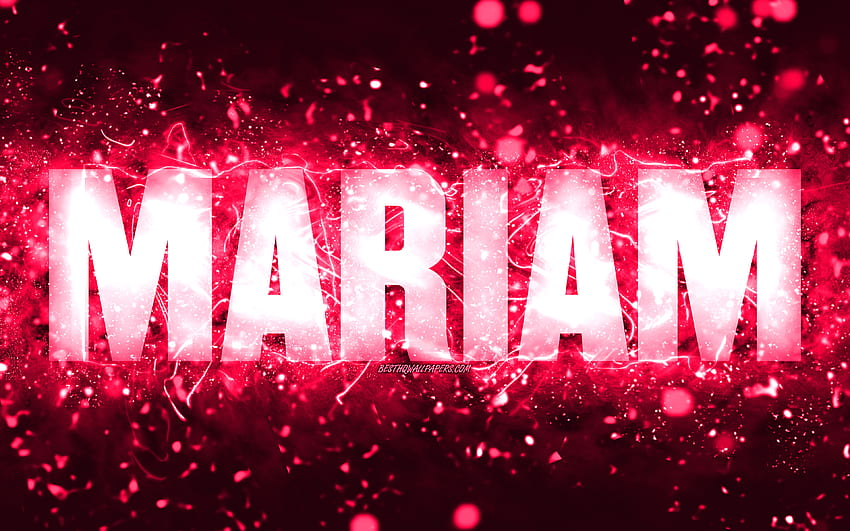 Happy Birtay Mariam, , pink neon lights, Mariam name, creative, Mariam Happy Birtay, Mariam Birtay, popular american female names, with Mariam name, Mariam HD wallpaper