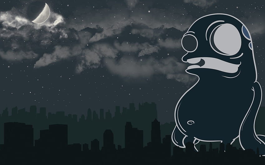 Ilustración alienígena negra, noche, dibujo. fondo de pantalla