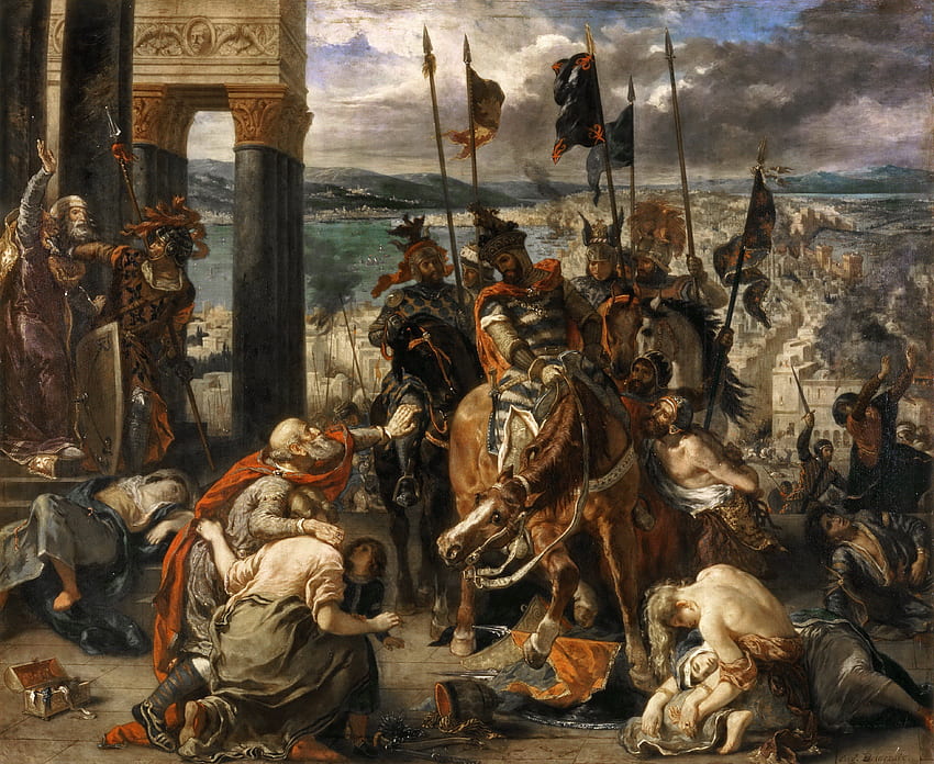 Eugène Delacroix Prise de Constantinople par les Croisés peignant l'art guerrier . Fond d'écran HD