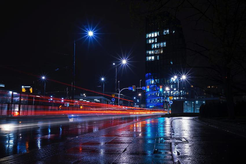 Lichter der Stadt, Städte, Gebäude, Lichter, Straße, Laternen, Nachtstadt HD-Hintergrundbild