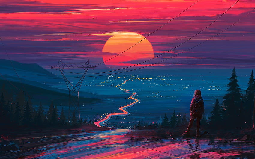 Sunset Anime Planet Scenery Horizon 4K Wallpaper #6.2604