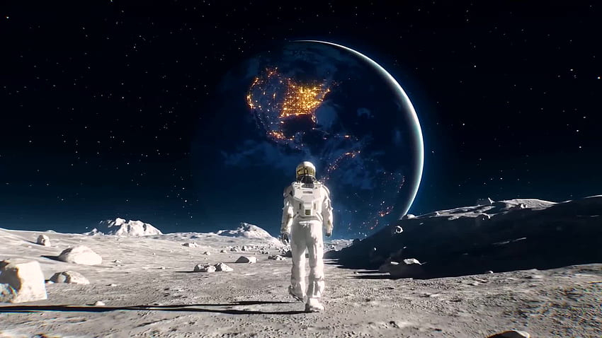 Astronaute marchant sur la lune - Astronaute 3D en direct et cool Fond d'écran HD
