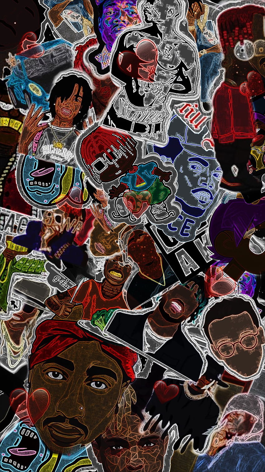 Arte del collage, collage di rapper Sfondo del telefono HD