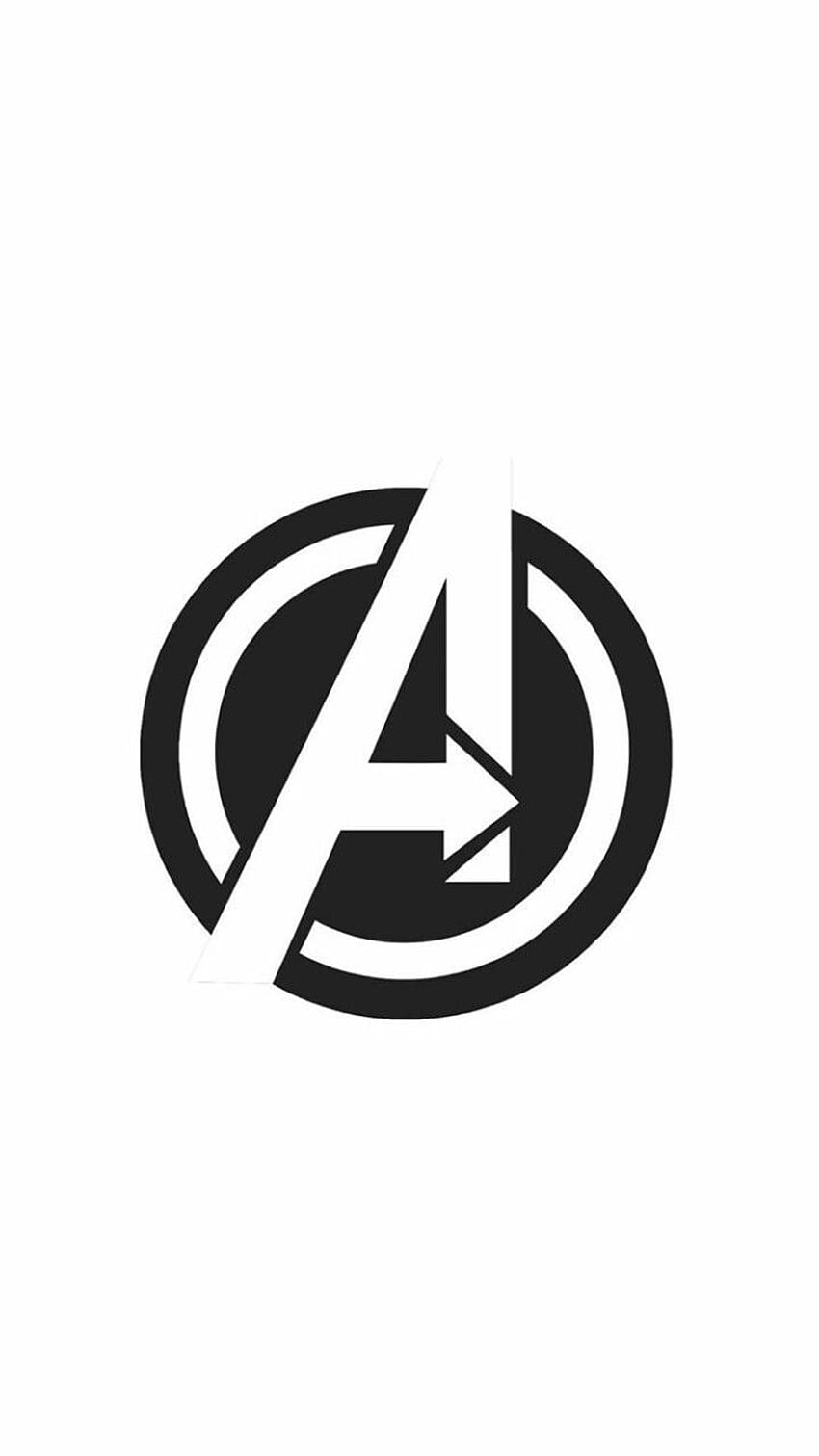 El logotipo de los Vengadores en blanco y negro fondo de pantalla del teléfono