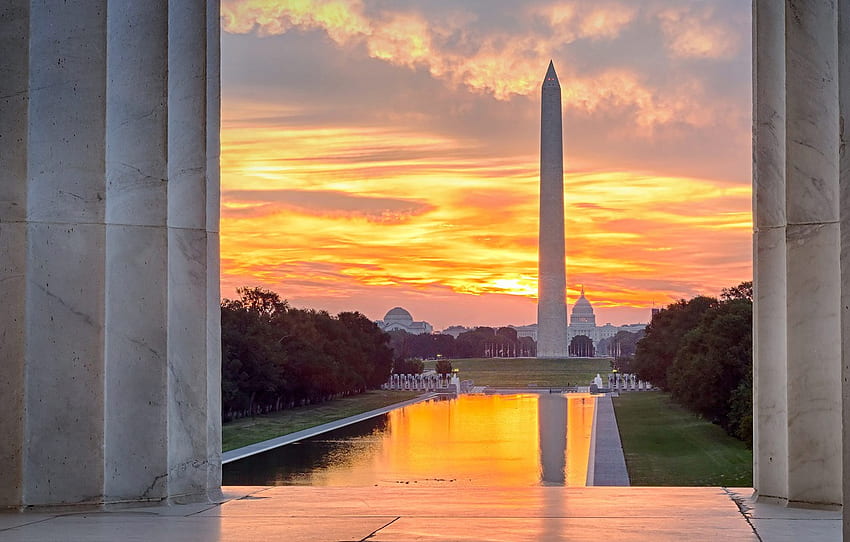 Washington, USA, Campidoglio, DC, il Lincoln Memorial, il Monumento a Washington per , sezione город Sfondo HD