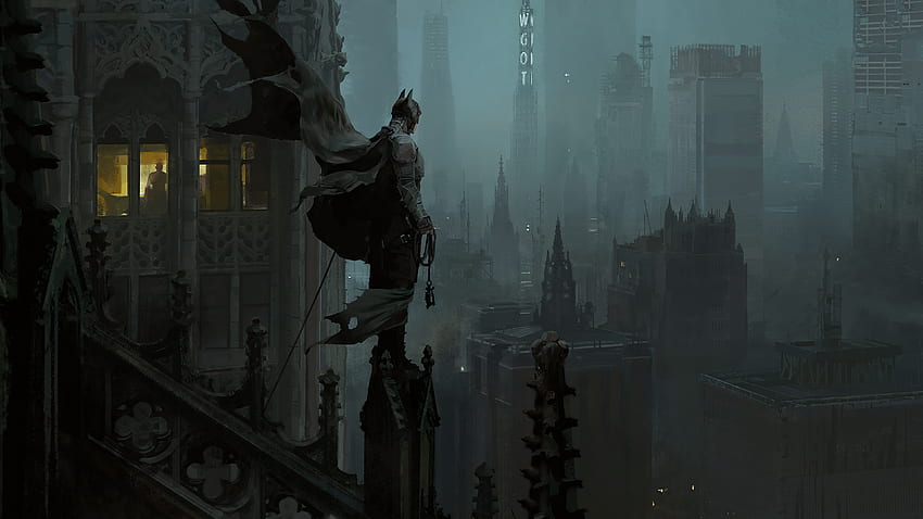 Batman, cidade de gotham, histórias em quadrinhos, obra de arte, super-herói, dc comics papel de parede HD