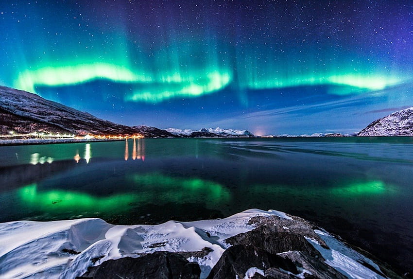 Aurora, sky, colours, nature, northern lights HD wallpaper