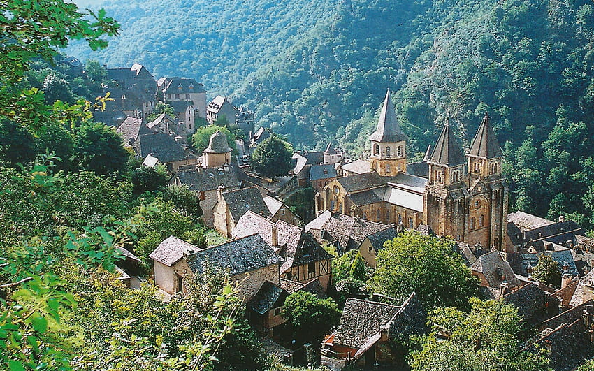 フランスの修道院、フランス、修道院、修道院、村 高画質の壁紙