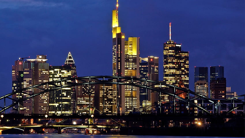 deutschland, frankfurt am main, abend Laptop , Stadt , , und Hintergrund HD-Hintergrundbild