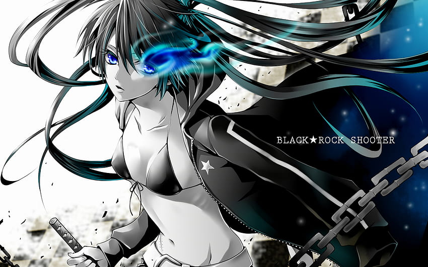 Black Rock Shooter, mavi, zincir, siyah, kılıç, anime, kız HD duvar kağıdı