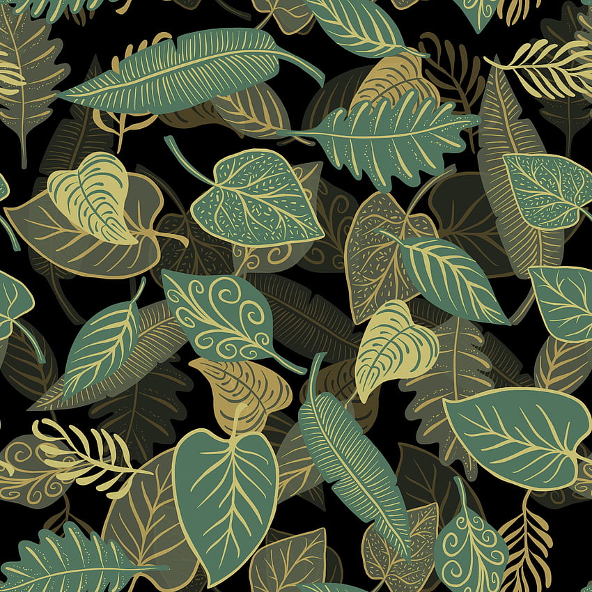 Digital art, green leaves, abstract HD phone wallpaper