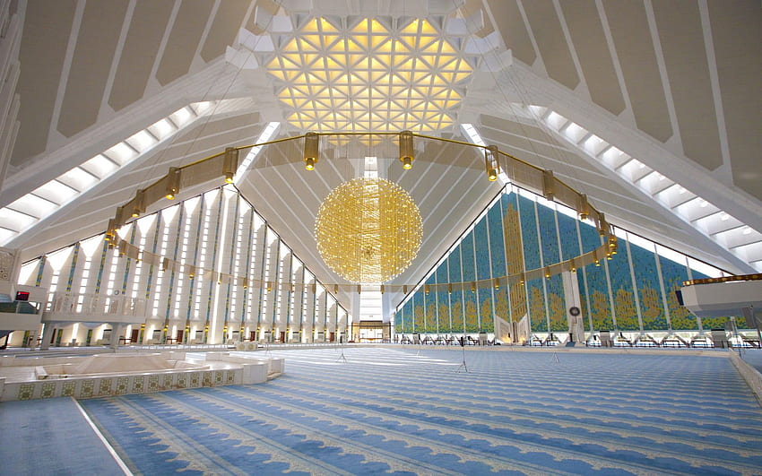 Edificio de hormigón blanco, mezquita, arquitectura islámica, religión fondo de pantalla