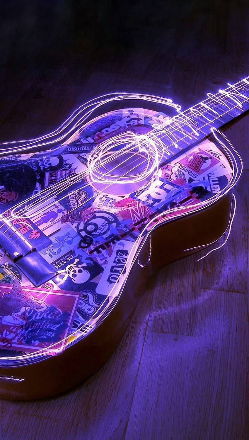 Неонова китара от 1M9J9S3 - d8 сега. Разгледайте милиони популярни сини и. Лилава естетика, тъмно лилава естетика, лилаво настроение, готин телефон с китара HD тапет за телефон