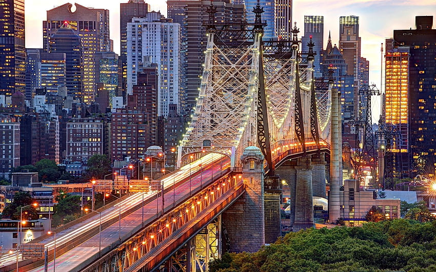 Kota New York, AS, Manhattan, Jembatan Queensboro, Musim Gugur NYC Wallpaper HD
