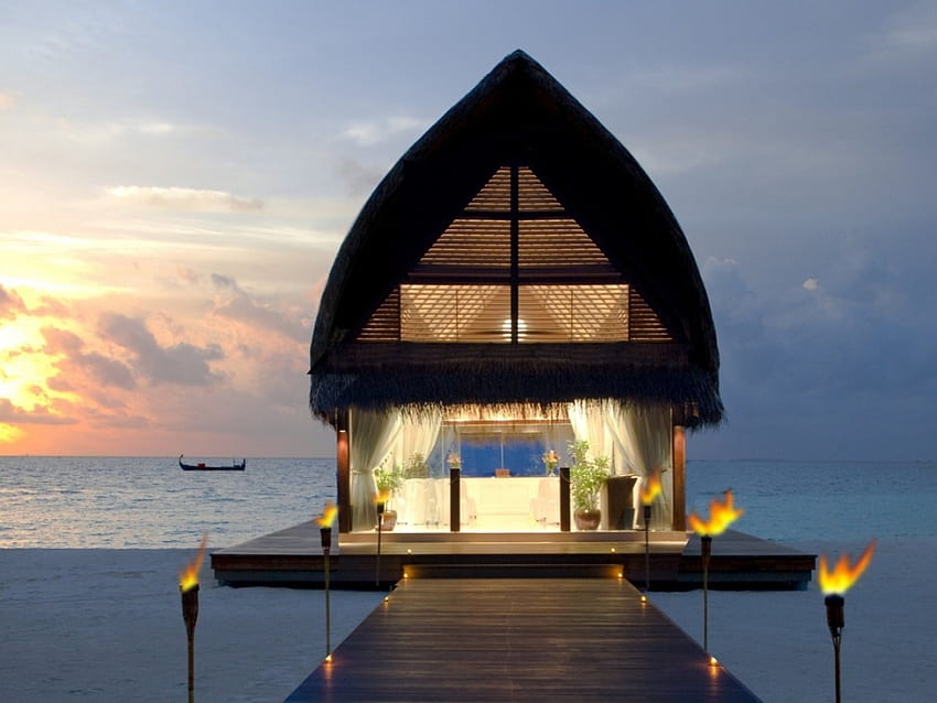 Сватбен параклис - Малдиви, море, Малдиви, сватба, параклис, природа, плаж HD тапет