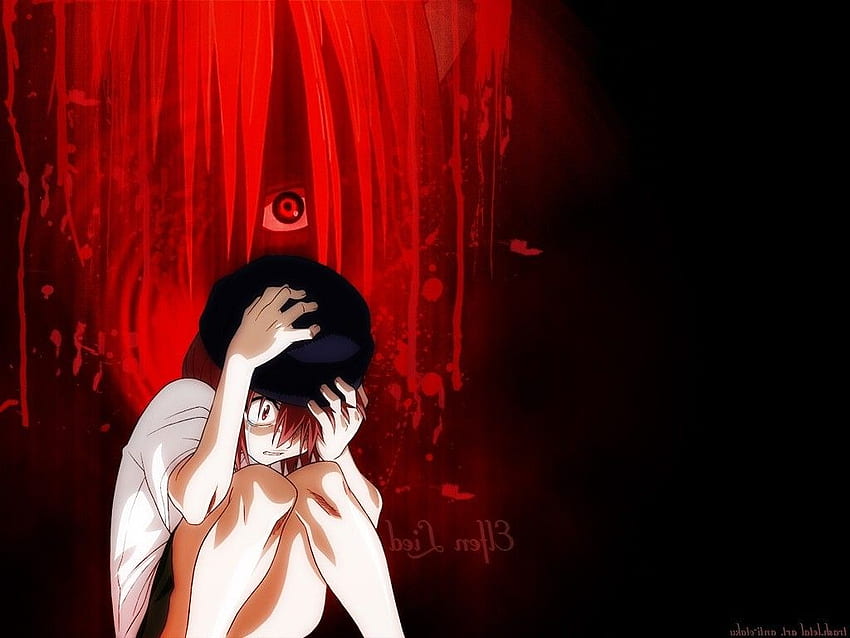 elfen lied anime anime girls rosa haare rote augen lucy nyu blood, Lilium Elfen Lied HD-Hintergrundbild
