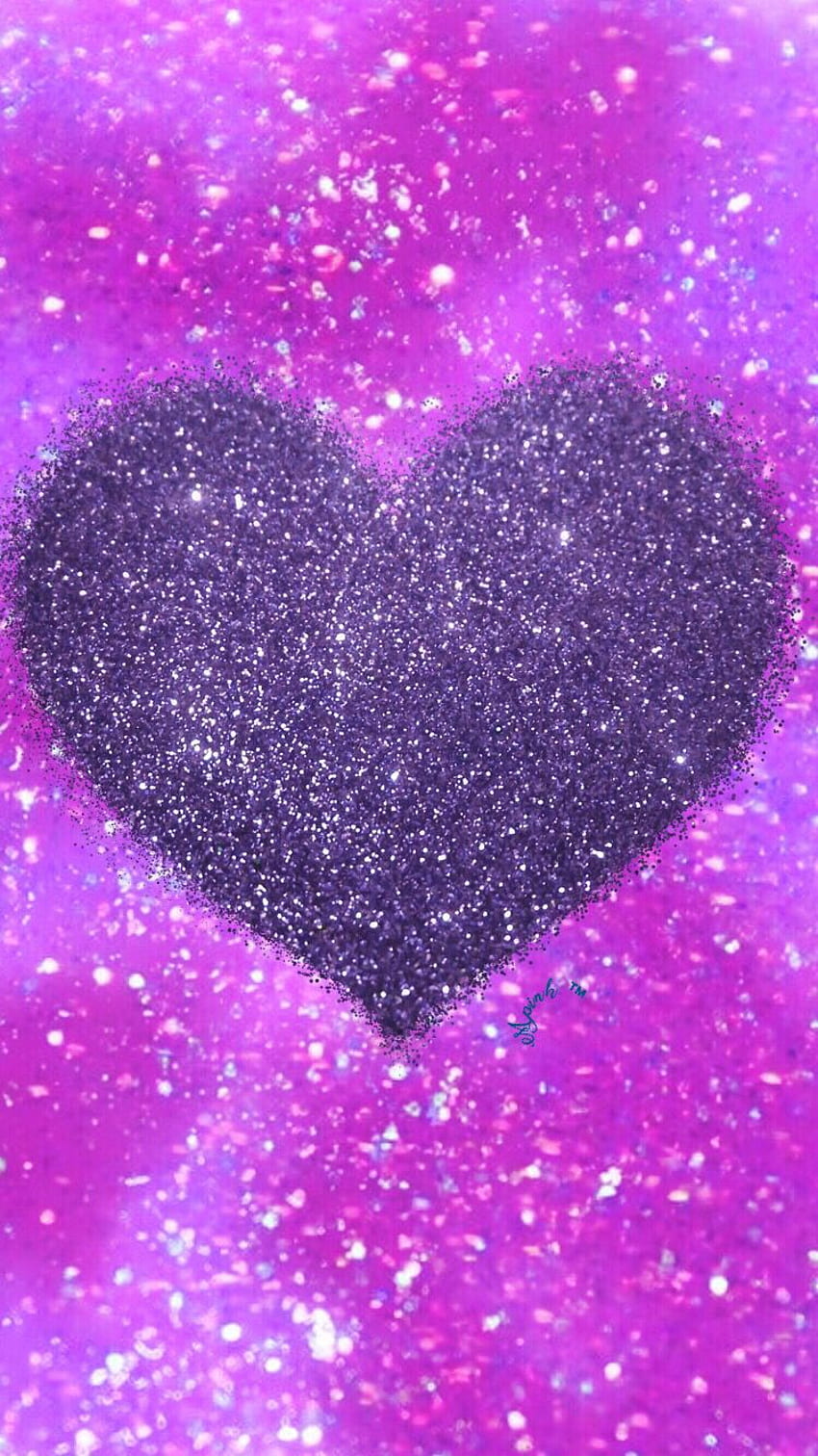 Purpurowe Glitter Heart, które stworzyłam dla aplikacji Top Chart. Serce, serce iphone, brokatowe tło, fioletowe brokatowe serca Tapeta na telefon HD