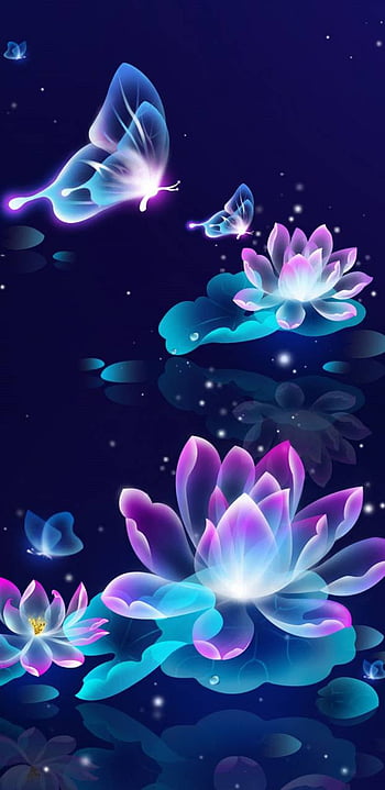 Neon Lotus, blue lotus HD phone wallpaper | Pxfuel