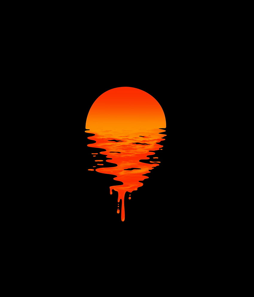 Danau, matahari terbenam, oranye, minimal, gelap wallpaper ponsel HD