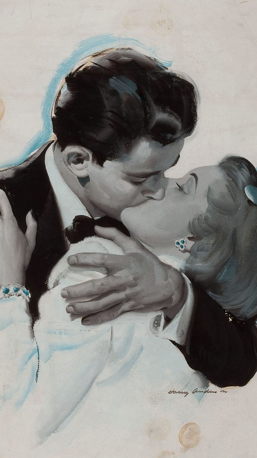 Ilustração de arte vintage de amor de casal de idosos Papel de parede de celular HD