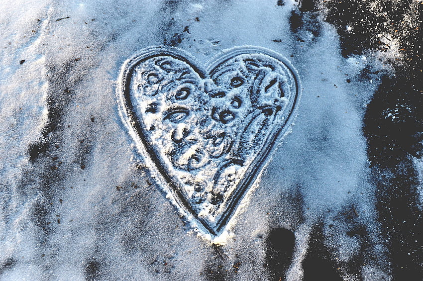 Snow, Love, Form, Heart HD wallpaper