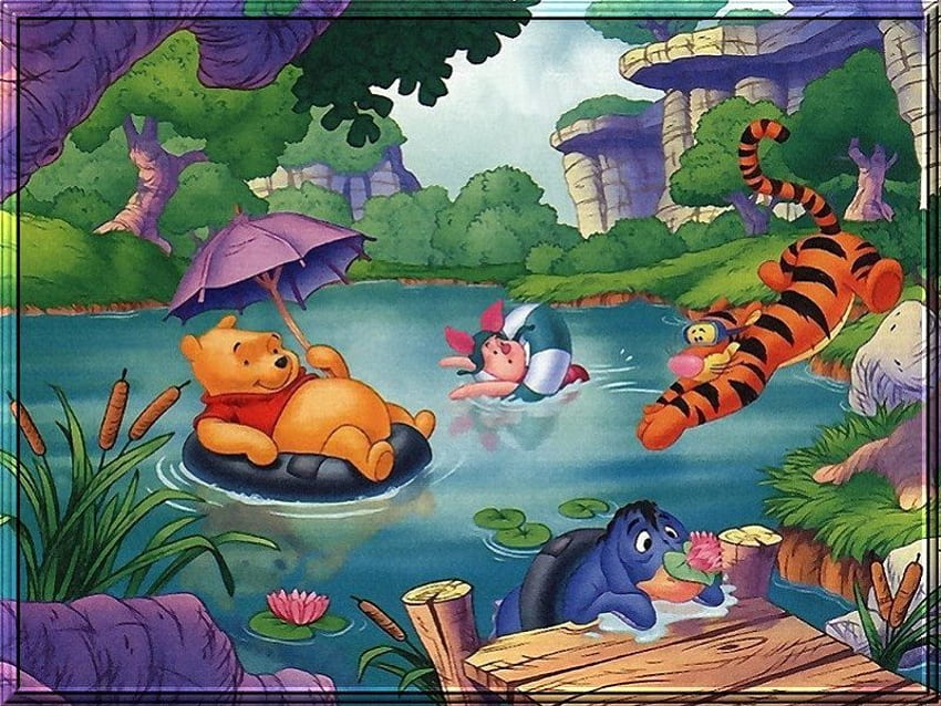 Pooh, piglet, tiger, summer fun HD wallpaper