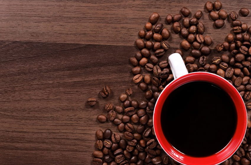 コーヒー、カップ、茶色、コーヒー豆、コーヒー豆、カップ、飲み物、飲み物 高画質の壁紙