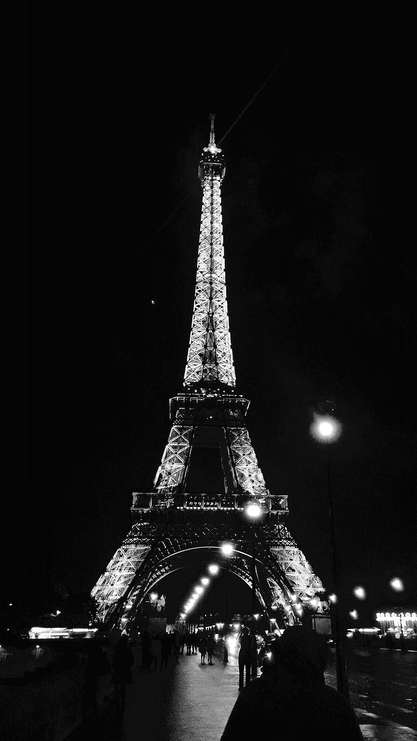 Paris City Art Night Francja Wieża Eiffla Ciemny Bw, Wieża Eiffla Czarno-biała Tapeta na telefon HD