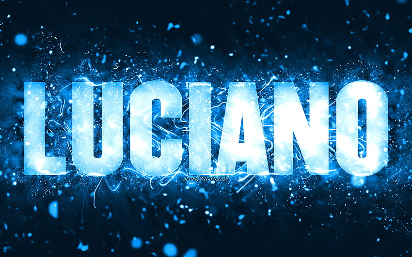 Happy Birtay Luciano, , blue neon lights, Luciano name, creative, Luciano Happy Birtay, Luciano Birtay, popular american male names, with Luciano name, Luciano HD wallpaper