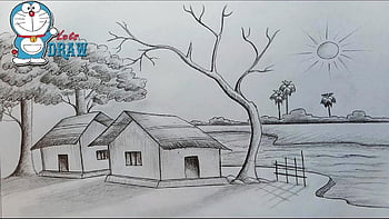 Premium Vector | A painting of a house in the village nature-saigonsouth.com.vn