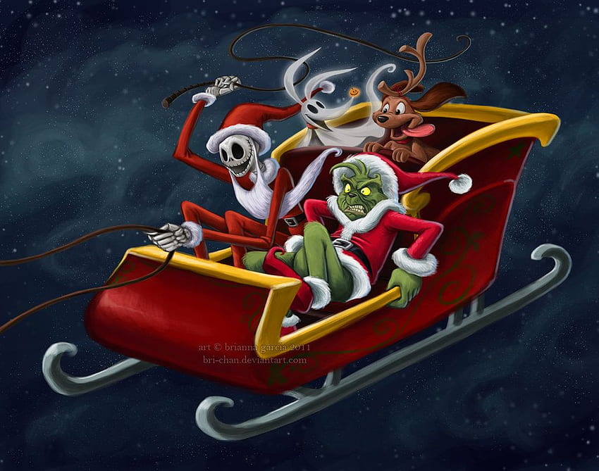 Grinch + The Nightmare Before Christmas. Nightmare before christmas , Nightmare before christmas, Christmas, Jack Skellington Santa HD wallpaper