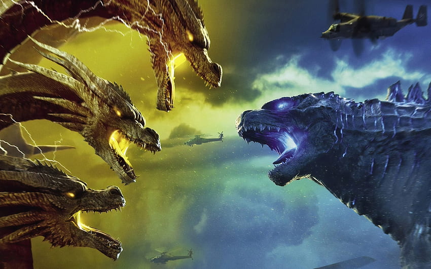 Godzilla kontra Król Ghidorah Godzilla: Król potworów Tapeta HD