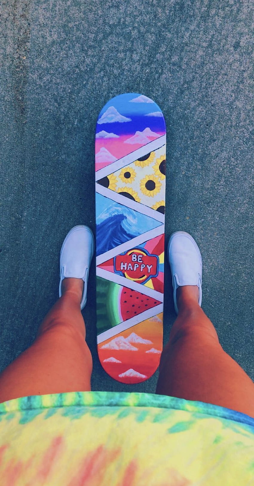 happy vibe skateboard : Cait McElwee - happy vibe skateboard : Cait McElwee in 2020. Skateboard art design, Cute canvas paintings, Painted skateboard, Aesthetic Skateboard HD phone wallpaper