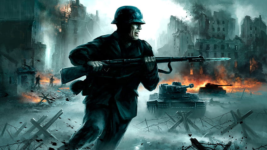 Soldaten, Waffen, Feuer, Rauch, Waffen, Panzer, Zweiter Weltkrieg, Panzer, WW2 Deutsch HD-Hintergrundbild