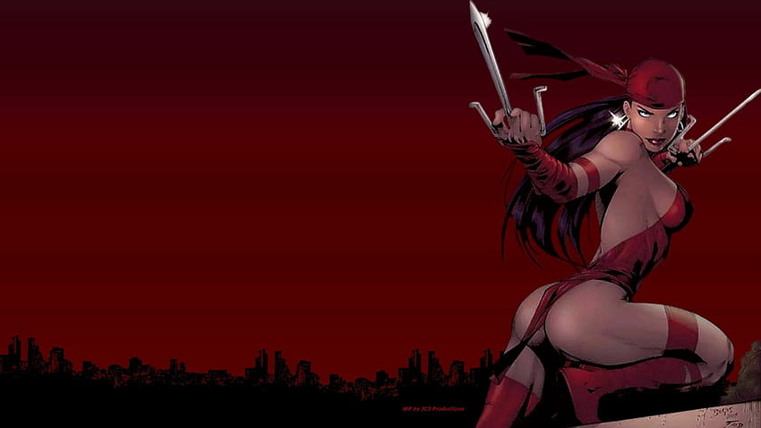 Elektra - Above The City, nexus, cartoon, wallpper, , elektra, background, fanpop, anime, 1920x1080 only, laptop, daredevil, deviantart, marvel HD wallpaper