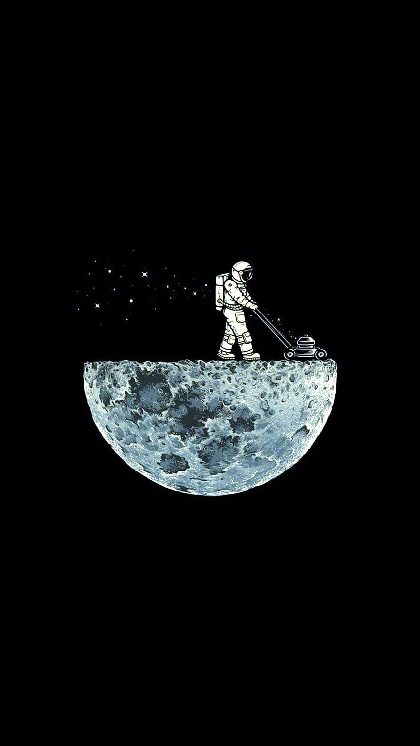 Astronot Moon Lawnmower Menghemat baterai untuk tampilan Amoled, Amoled Tumblr wallpaper ponsel HD