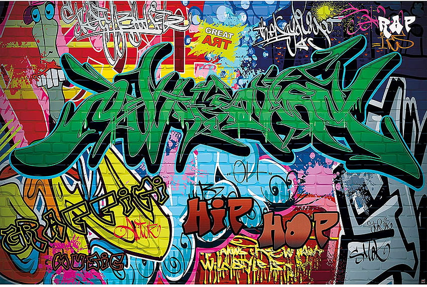 Asilo Nido per Cameretta dei Bambini Grande – Muro Graffiti – Decorazione Scritta Colorata Pop Art Street Style Decorazione Murale Hip Hop (132..7in - cm), Divertente Pop Art Sfondo HD