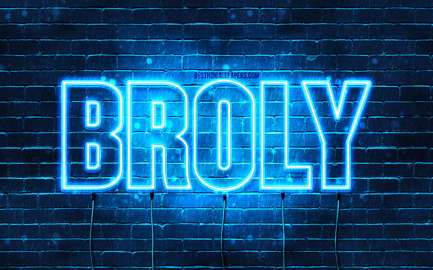 Happy Birtay Broly, , blue neon lights, Broly name, creative, Broly Happy Birtay, Broly Birtay, popular japanese male names, with Broly name, Broly HD wallpaper
