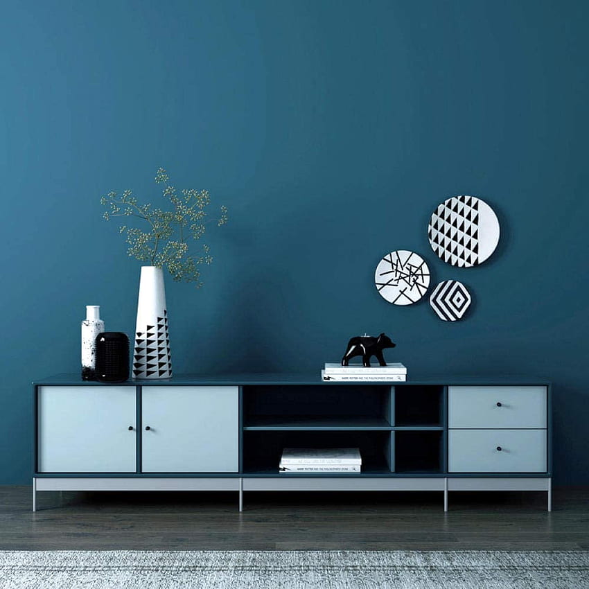 Papier peint de fond de salon de chambre à coucher nordique minimaliste moderne pigmenté pur bleu foncé, maison minimaliste Fond d'écran de téléphone HD