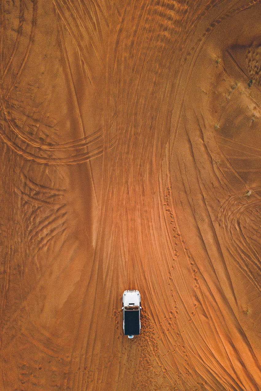 Sand, Desert, View From Above, Car, Minimalism, Machine, Traces, Off-Road, Impassability HD phone wallpaper