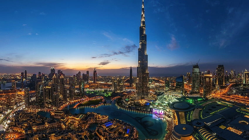 Luzes noturnas em Dubai - Burj Khalifa Night - & Background, Dubai à noite papel de parede HD