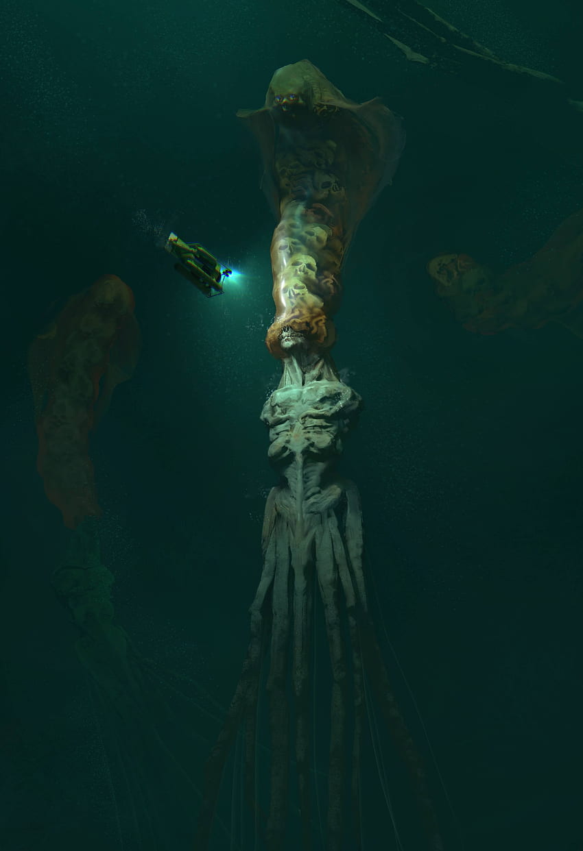 Skull, abyss, water, sea, creature, creepy, horror, underwater Mocah