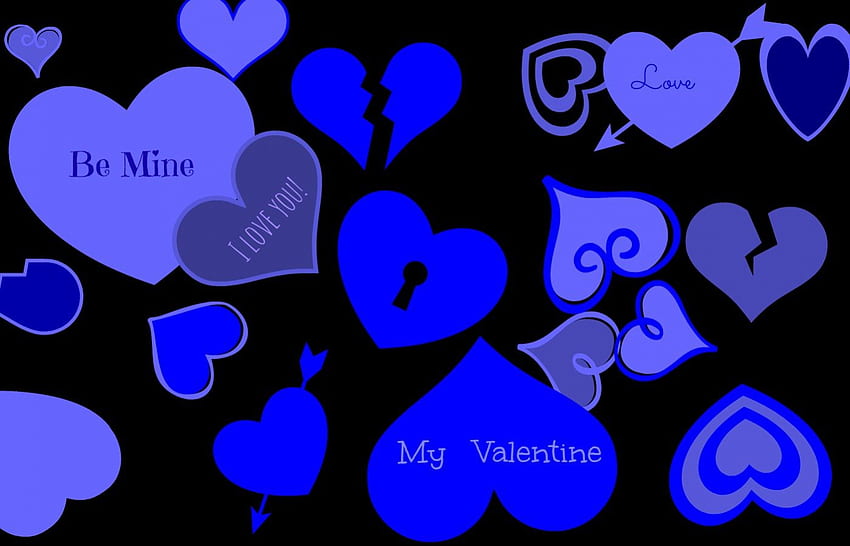 Fröhlichen Valentinstag!, blau, Wörter, schwarz, sei mein, Kunst, Cehenot, Valentinstag, Tag, abstrakt, Liebe, Vektor, glücklich, Herz HD-Hintergrundbild