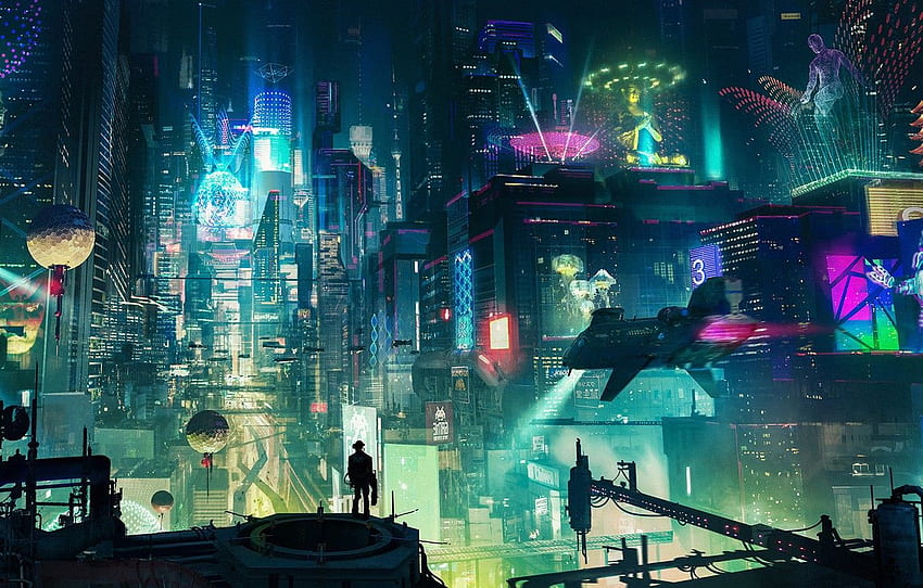 Cyberpunk City, geleceğin Tokyo'su, artur sadlos, geleceğin tokyo'su, Fütüristik Tokyo HD duvar kağıdı
