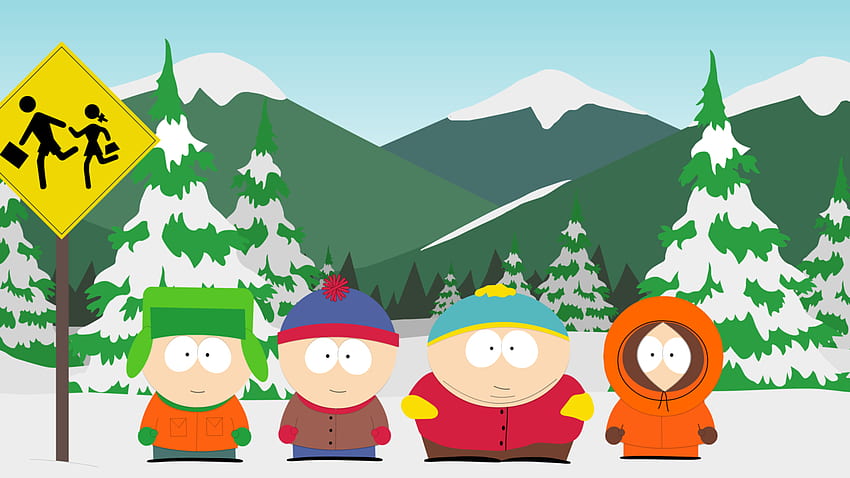 South Park Boys an der Bushaltestelle. Hintergrund, South Park, Eric Cartman HD-Hintergrundbild