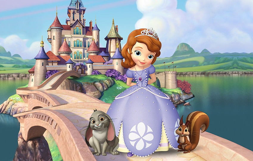 castle, art, Bunny, squirrel, children's, Sofia, Princess for , section фильмы HD wallpaper