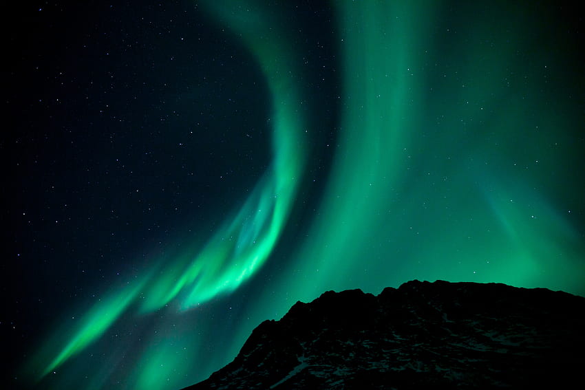 Noche, oscuro, cielo estrellado, aurora boreal, aurora boreal, fenómeno fondo de pantalla