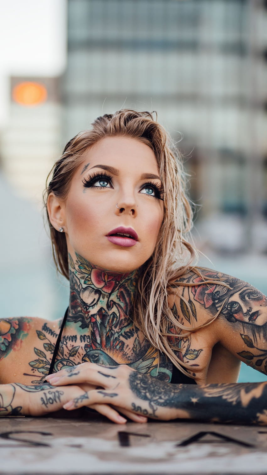 Татуирано момиче, татуировки HD тапет за телефон