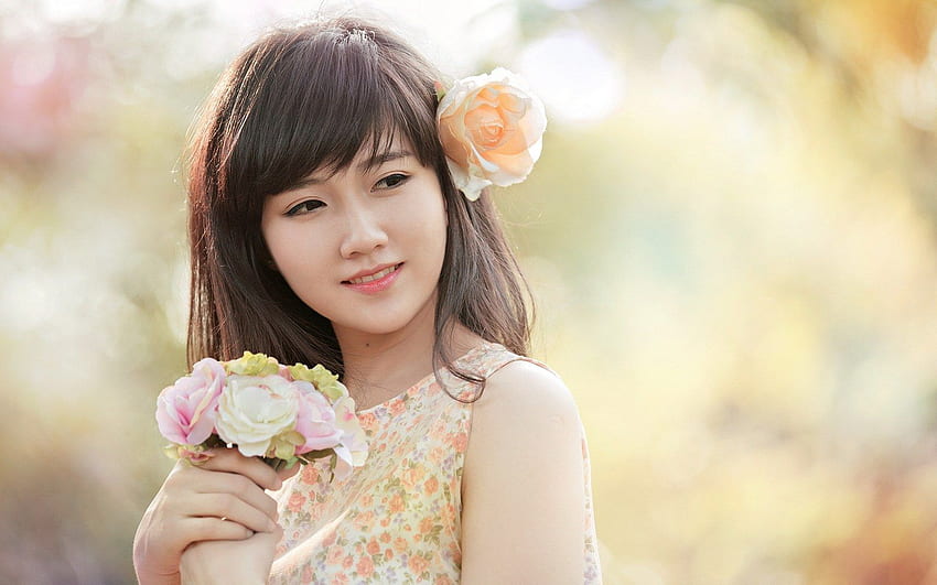 Korean Beautiful Girls With Flowers - New Korean Beautiful Girls ...